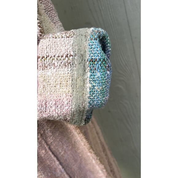 Susan Neal Sz S Pink/Tan Handwoven Stripe Funky Art-to-Wear Fiber Artist Dress - Picture 8 of 8